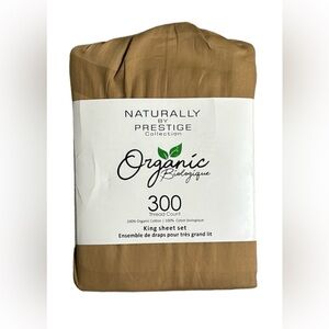 Set of 4, 100% Organic Cotton, 300 Thread Count King Bed Sheets.